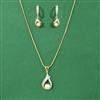 Cubic Zirconia Classic Pendant Set With 2 Tone Plating
