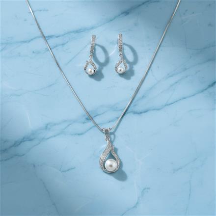 Cubic Zirconia Classic Pendant Set With Rhodium Plating