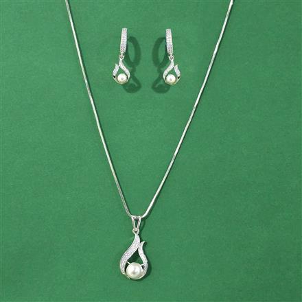 Cubic Zirconia Classic Pendant Set With Rhodium Plating