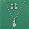 Cubic Zirconia Classic Pendant Set With 2 Tone Plating
