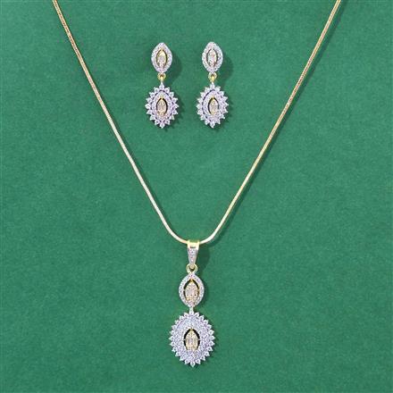 Cubic Zirconia Classic Pendant Set With 2 Tone Plating