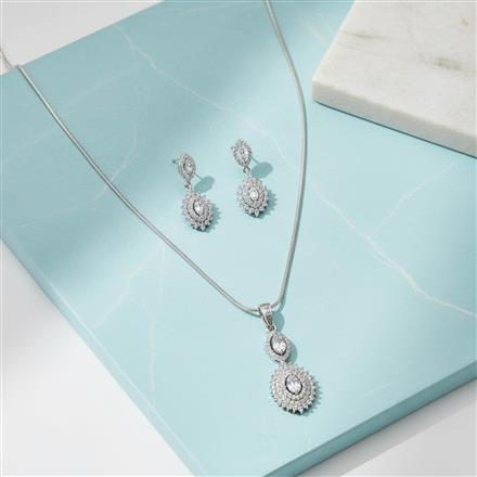 Cubic Zirconia Classic Pendant Set With Rhodium Plating