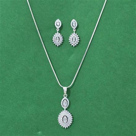 Cubic Zirconia Classic Pendant Set With Rhodium Plating
