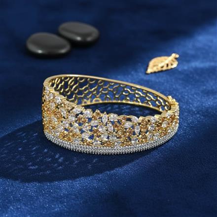 Cubic Zirconia Openable Kada With 2 Tone Plating