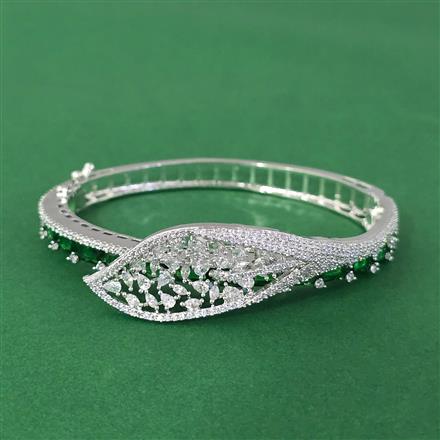 Cubic Zirconia Classic Kada With Rhodium Plating