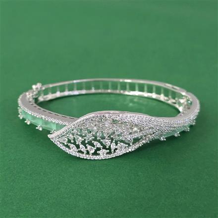 Cubic Zirconia Classic Kada With Rhodium Plating