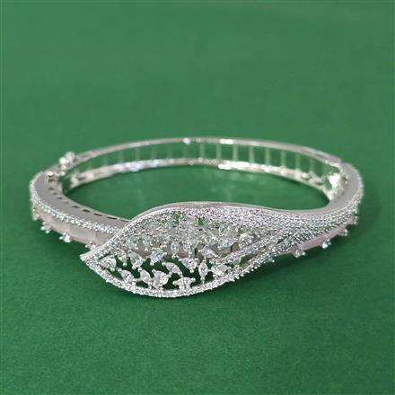Cubic Zirconia Classic Kada With Rhodium Plating
