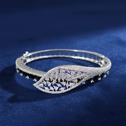 Cubic Zirconia Classic Kada With Rhodium Plating