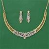 Cubic Zirconia Classic Necklace Set With 2 Tone Rhodium Plating