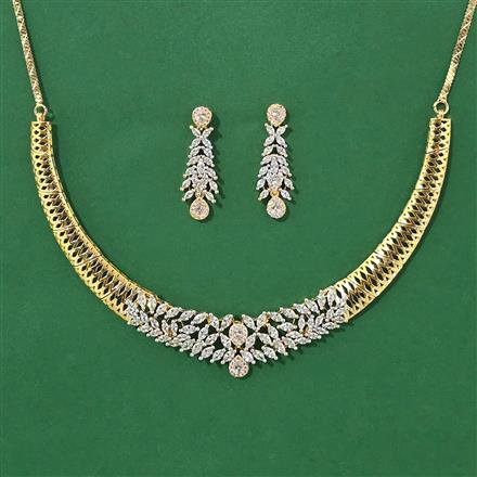Cubic Zirconia Classic Necklace Set With 2 Tone Rhodium Plating
