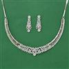 Cubic Zirconia Classic Necklace Set With 2 Tone Rhodium Plating