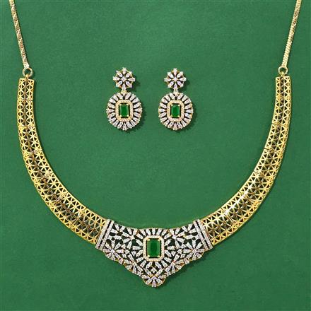Cubic Zirconia Classic Necklace Set With 2 Tone Plating