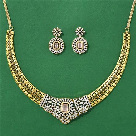 Cubic Zirconia Classic Necklace Set With 2 Tone Plating