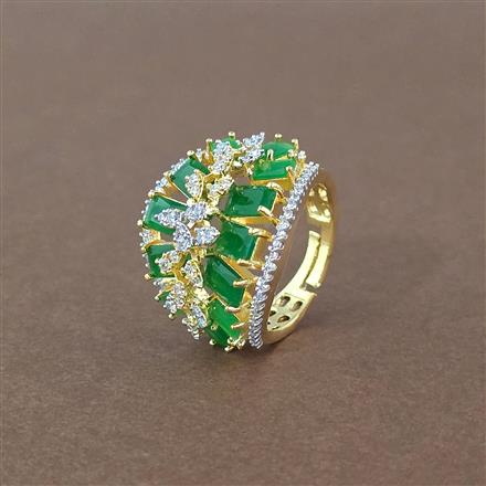 Cz Adjustable Ring With 2 Tone Plating