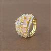 Cz Adjustable Ring With 2 Tone Plating
