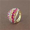 Cz Adjustable Ring With 2 Tone Plating