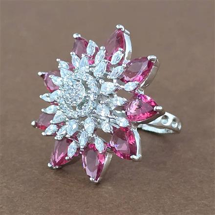 Cz Adjustable Ring With Rhodium Plating