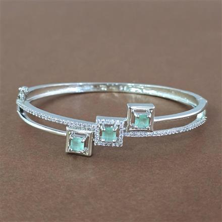 Cz Openable Kada With Rhodium Plating