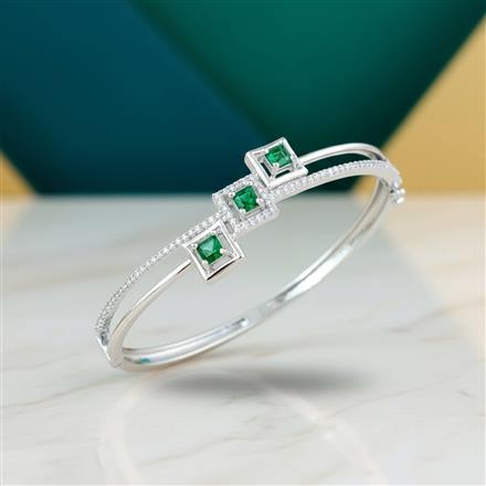 Cz Openable Kada With Rhodium Plating