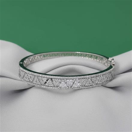 Cubic Zirconia Openable Kada With Rhodium Plating