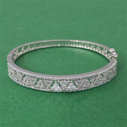 Cubic Zirconia Openable Kada With Rhodium Plating