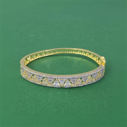 Cubic Zirconia Openable Kada With 2 Tone Plating
