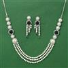 Cubic Zirconia Moti Necklace With Rhodium Plating
