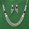 Cubic Zirconia Moti Necklace With Rhodium Plating