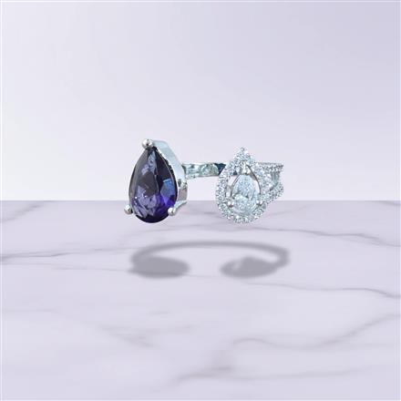 Cz Adjustable Ring With Rhodium Plating