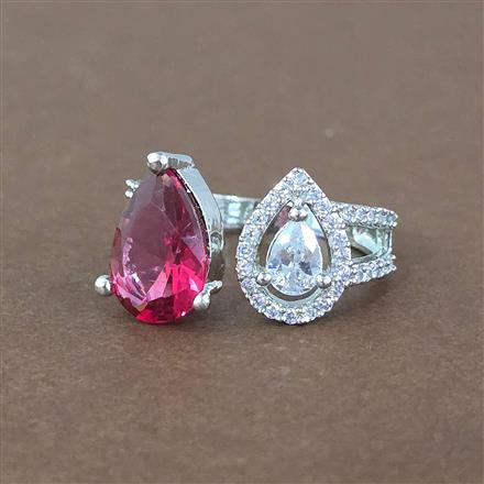 Cz Adjustable Ring With Rhodium Plating