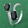 Cubic Zirconia Adjustable Ring With Rhodium Plating