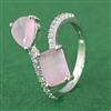 Cubic Zirconia Adjustable Ring With Rhodium Plating