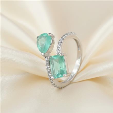 Cubic Zirconia Adjustable Ring With Rhodium Plating