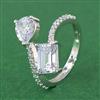 Cubic Zirconia Adjustable Ring With Rhodium Plating