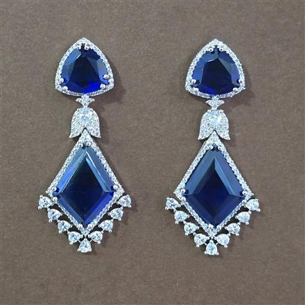 Cz Classic Earring With Rhodium Plating