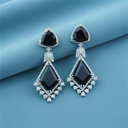 Cz Classic Earring With Rhodium Plating