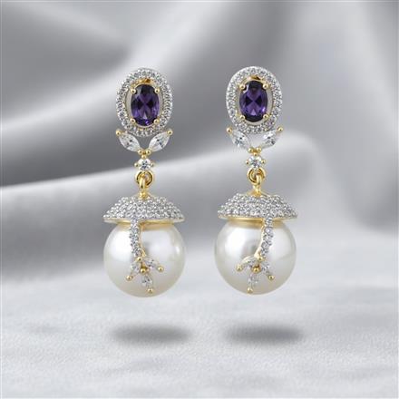 Cubic Zirconia Moti Earring With 2 Tone Plating