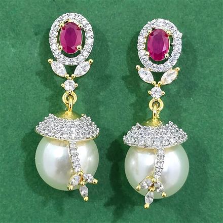 Cubic Zirconia Moti Earring With 2 Tone Plating