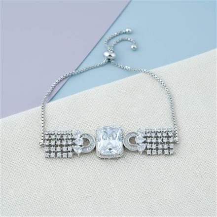 Cz Adjustable Bracelet With Rhodium Plating