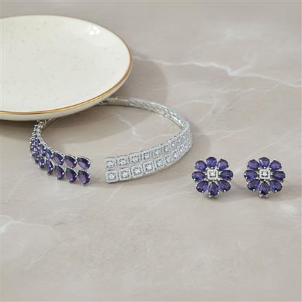 Cz Classic Necklace Set With Rhodium Plating