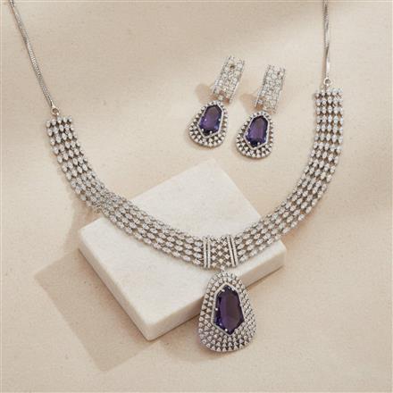 Cubic Zirconia Classic Necklace With Rhodium Plating