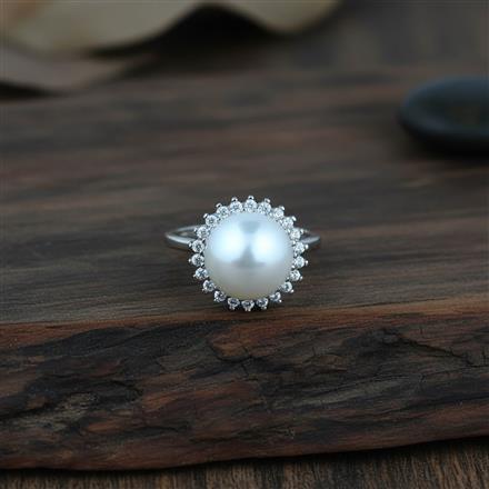 Cz Adjustable Ring With 2 Tone Rhodium Plating