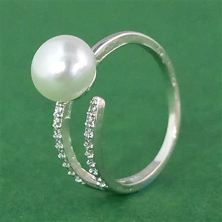 Cubic Zirconia Classic Ring With 2 Tone Rhodium Plating