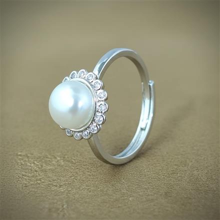 Cz Adjustable Ring With 2 Tone Rhodium Plating