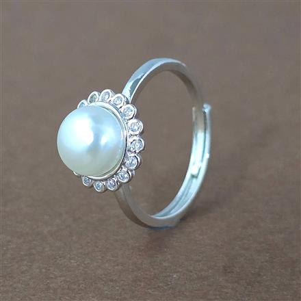 Cz Adjustable Ring With 2 Tone Rhodium Plating