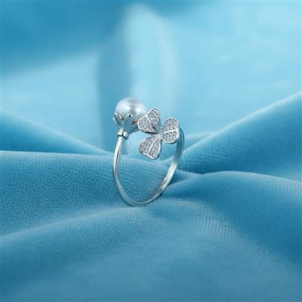 Cz Adjustable Ring With 2 Tone Rhodium Plating