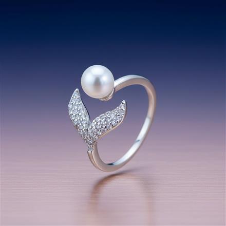 Cz Adjustable Ring With 2 Tone Rhodium Plating