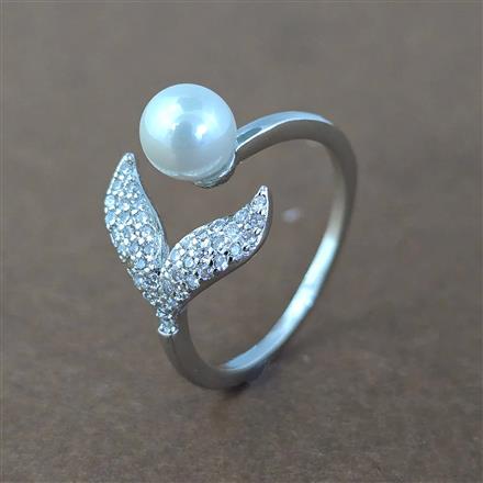 Cz Adjustable Ring With 2 Tone Rhodium Plating