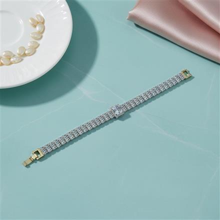Cz Classic Bracelet With 2 Tone Rhodium Plating