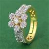 Cubic Zirconia Adjustable Ring With 2 Tone Rhodium Plating